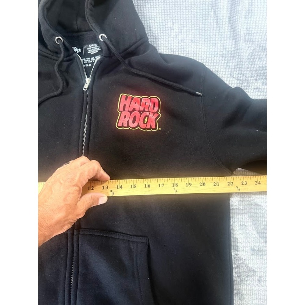 Hard Rock Cafe Mens Full Zip Hoodie Black Santa Christmas Sweatshirt L RN160173 - Picture 4 of 5